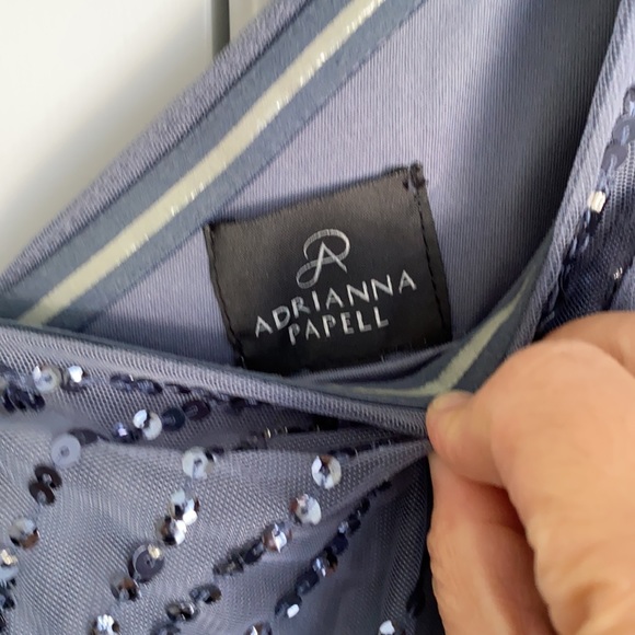 Hand  beaded one shoulder Grey dress - Picture 9 of 14